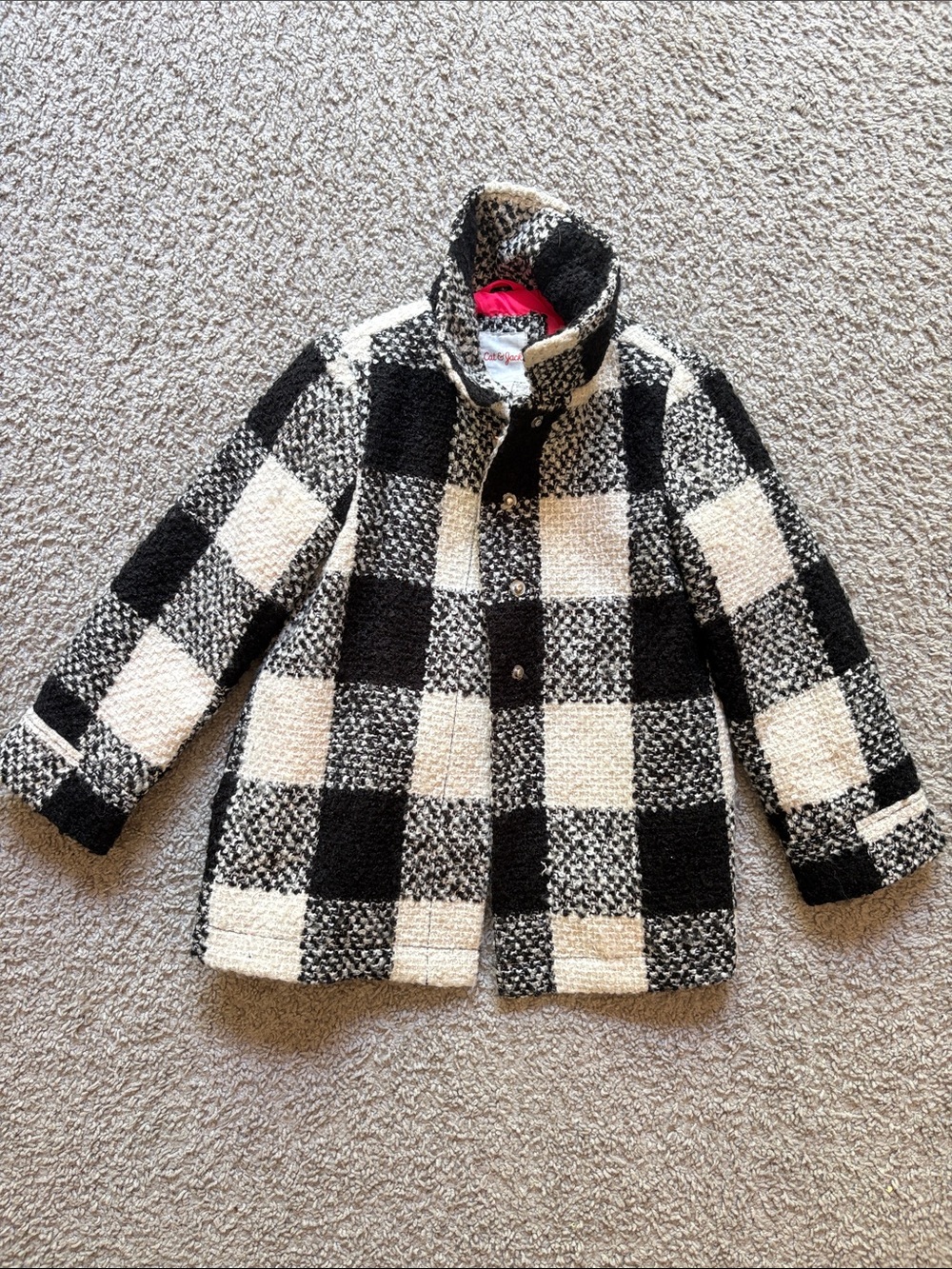 Cat & Jack Black and White Check Pea Coat